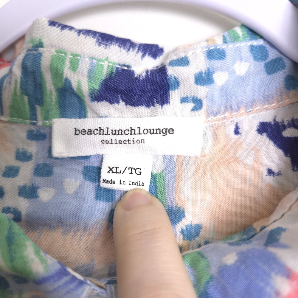 BEACHLUNCHLOUNGE Geometric Multicolor Short Sleeve Blouse Top XL - Picture 7 of 9